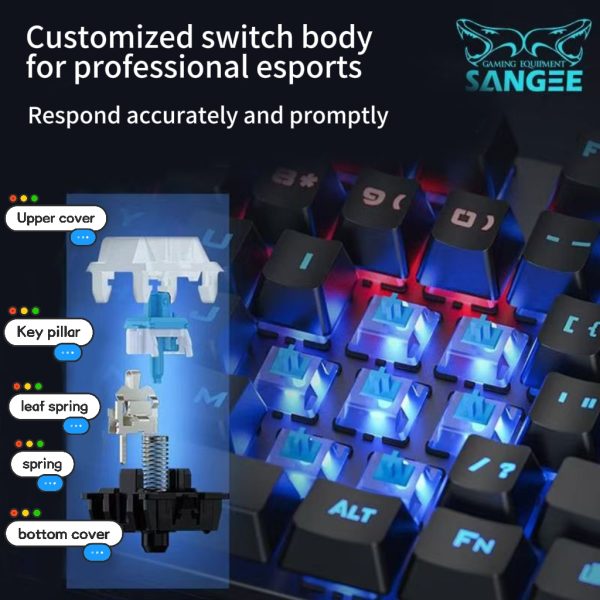 baby blue/There are connecting wires/RGB lighting effect/The buttons are detachable