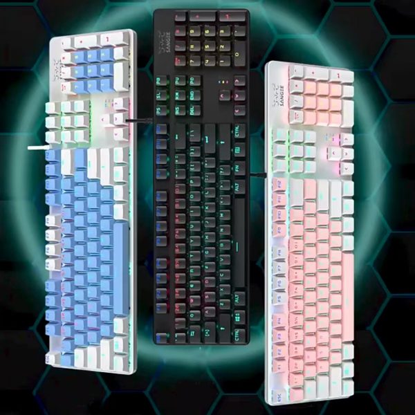 baby blue/There are connecting wires/RGB lighting effect/The buttons are detachable