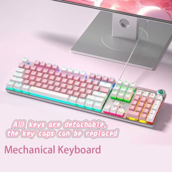 Pink/There are connecting wires/RGB lighting effect/The buttons are detachable