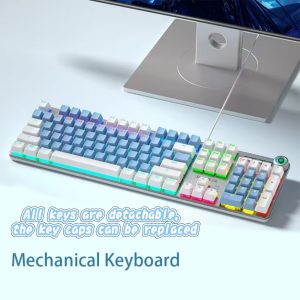baby blue/There are connecting wires/RGB lighting effect/The buttons are detachable